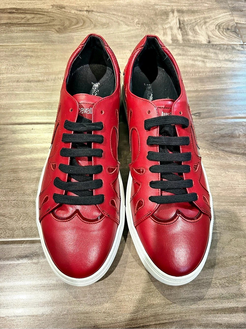 Just Cavalli Red Leather-Look Sneakers Like New size US9